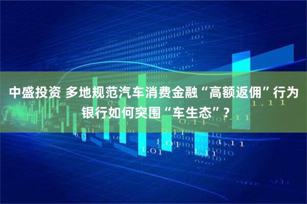 中盛投资 多地规范汽车消费金融“高额返佣”行为 银行如何突围“车生态”？