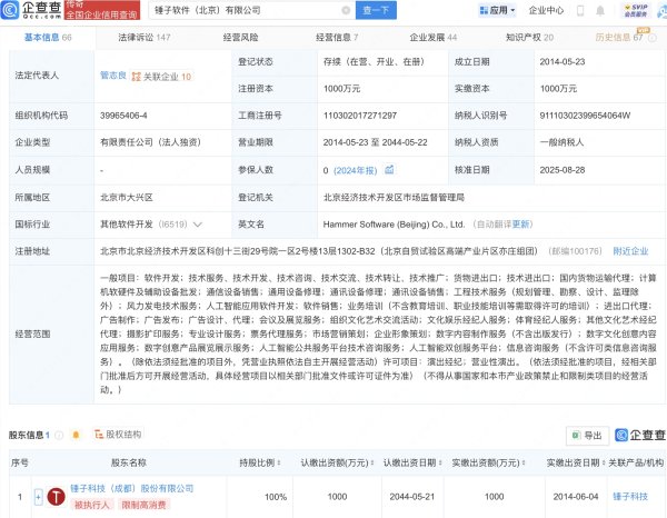 钱盈配 锤子软件业务新增营业性演出